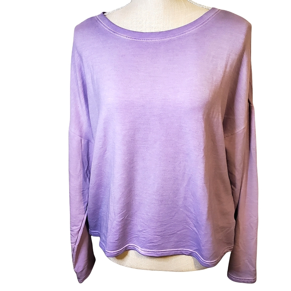 MYA & NU | Women's purple-washed open-back twist-hem top. Size XL. NWT.